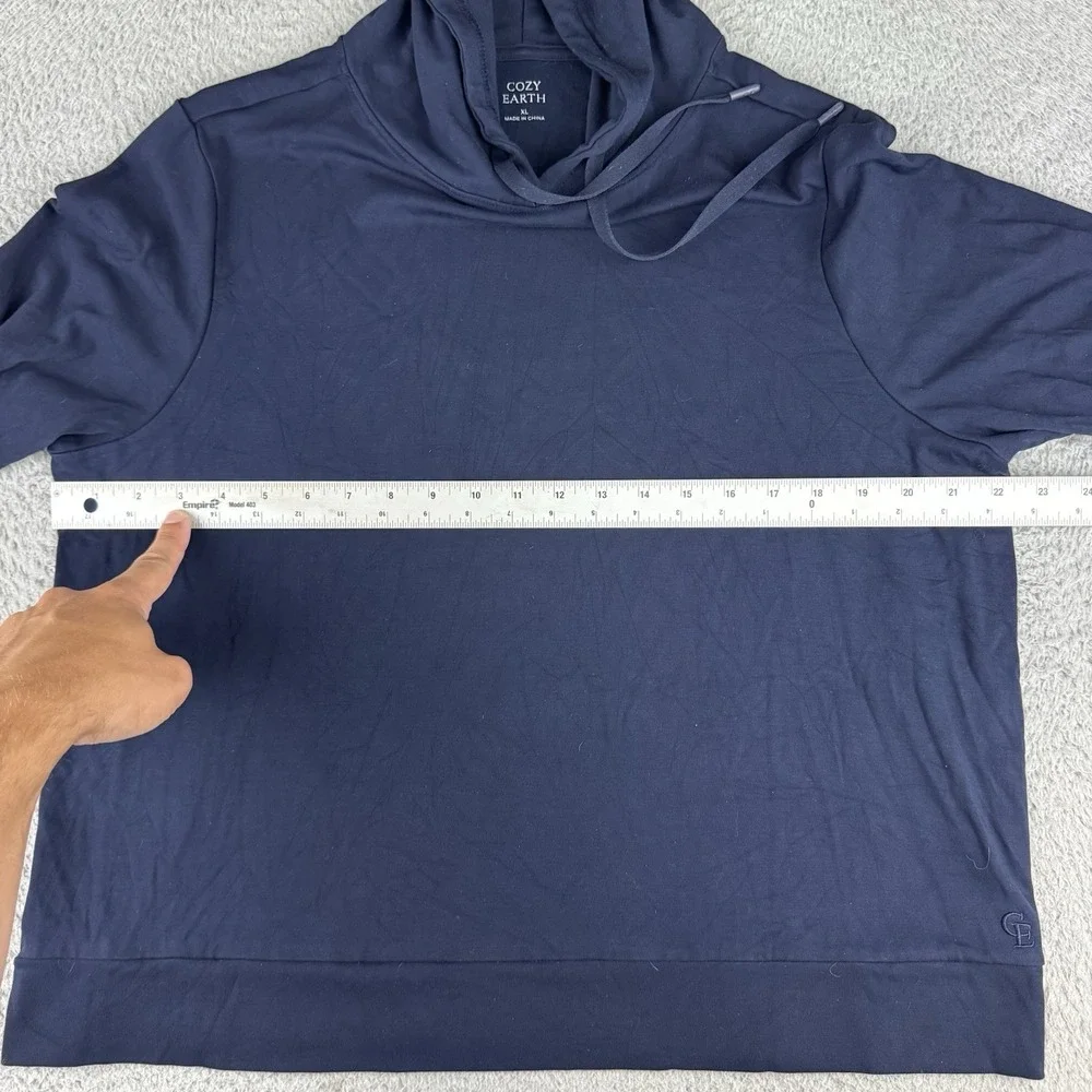 Cozy Earth Hoodie Mens XL Blue Ultra Soft Pullover Bamboo